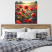 rood klaproos veld op een zomerdag canvas afdruk (Insitu (Slaapkamer))
