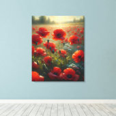  rood klaproos veld op een zomerdag canvas afdruk (Insitu (Houten vloer))