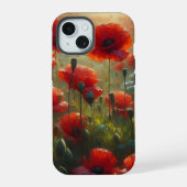 rood klaproos veld op een zomerdag iPhone 15 case (Achterkant)