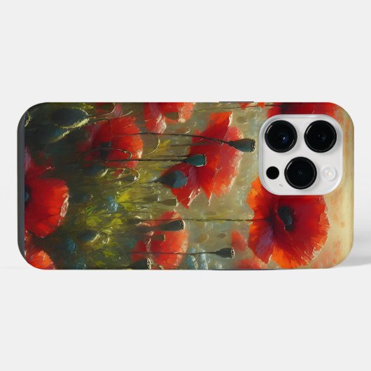  rood klaproos veld op een zomerdag iPhone hoesje (Achterkant horizontaal)