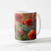  rood klaproos veld op een zomerdag koffiemok (Voorkant rechts)