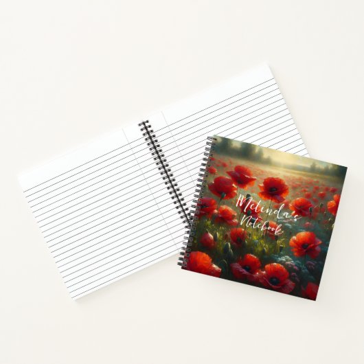  rood klaproos veld op een zomerdag notitieboek (Binnen)