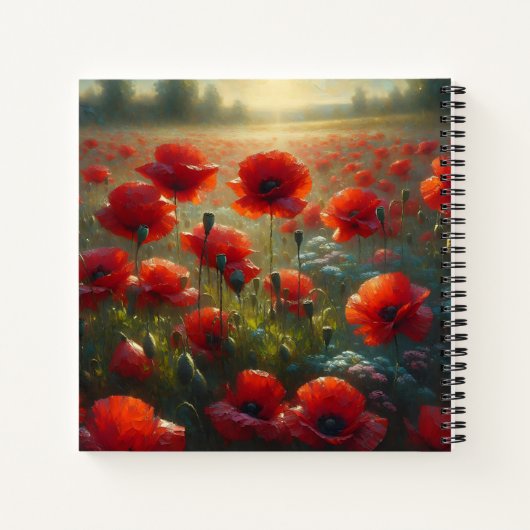  rood klaproos veld op een zomerdag notitieboek (Achterkant)