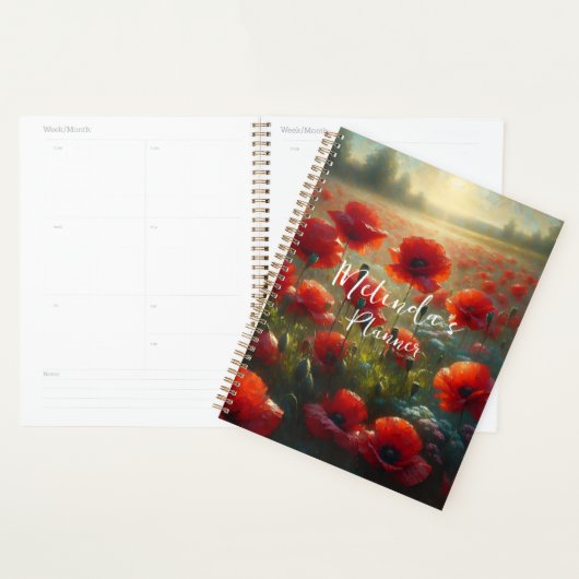  rood klaproos veld op een zomerdag planner (Display)