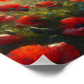  rood klaproos veld op een zomerdag poster (Hoek)