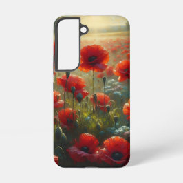  rood klaproos veld op een zomerdag samsung galaxy hoesje