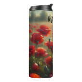rood klaproos veld op een zomerdag thermosbeker (Gedraaid links)