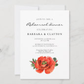 Rood klaproos waterverf repetitie diner kaart (Voorkant)