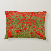 Rood klaproosveld bloemen strik accent kussen (Achterkant)