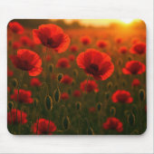 Rood klaprozenveld bij zonsopgang muismat (Voorkant)