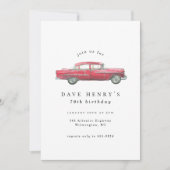 Rood Klassiek Antiek Kar Mannelijke Foto Birthday Kaart (Voorkant)