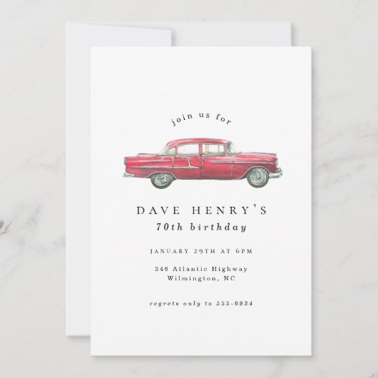 Rood Klassiek Antiek Kar Mannelijke Foto Birthday Kaart (Voorkant)