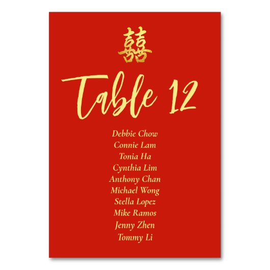 Rood klassiek Chinees trouwzitje Kaart (Achterkant)