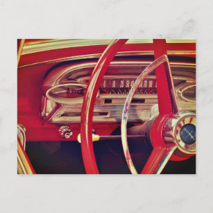 Rood Klassiek  dashboard van het voertuig Briefkaart