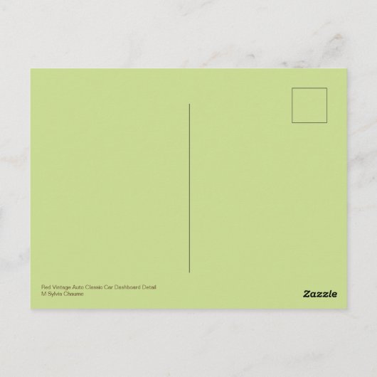 Rood Klassiek  dashboard van het voertuig Briefkaart (Achterkant)