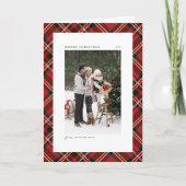 Rood Klassiek Geplaagd Patroon Foto Vrolijk Kerstm Feestdagen Kaart (Voorkant)