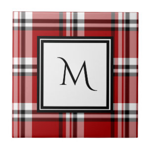 Rood Klassiek geplakt monogram keramisch tegel Tegeltje