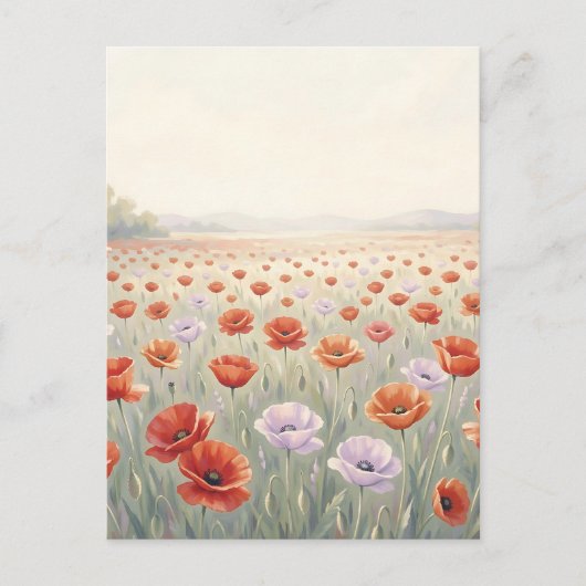 Rood Klaterveld Wilde Bloemenweide Briefkaart (Voorkant)