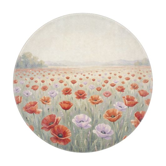 Rood Klaterveld Wilde Bloemenweide Snijplank (Voorkant)