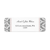 rood kleed, het etiket van het terugkeeradres (Voorkant)