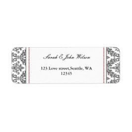 rood kleed, het etiket van het terugkeeradres