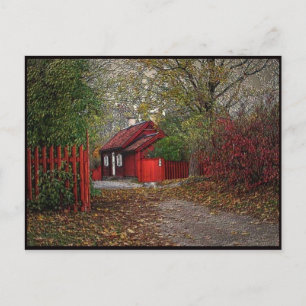 Rood klein huis briefkaart