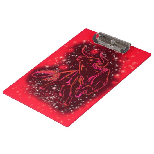 Rood klembordpbord draait op Sterrennacht Klembord (Gekanteld)