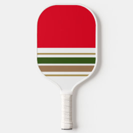 Rood Kleur Blok Forest Groen Bruin Racing Stripes Pickleball Paddle
