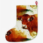 Rood koeienschilderen grote kerstsok (Achterkant)