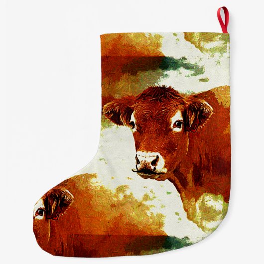 Rood koeienschilderen grote kerstsok (Achterkant)