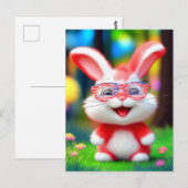 Rood konijn met Amerikaanse bril - 44244 Briefkaart (Voorkant / Achterkant)