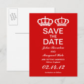 Rood Koningspaar slaat datum op Aankondigingskaart (Voorkant / Achterkant)