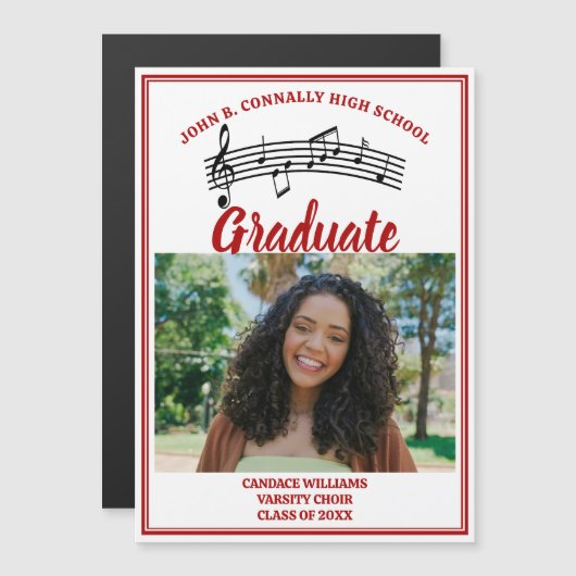 Rood Koor Foto High School Afstuderen Magnet Kaart (Voorkant / Achterkant)