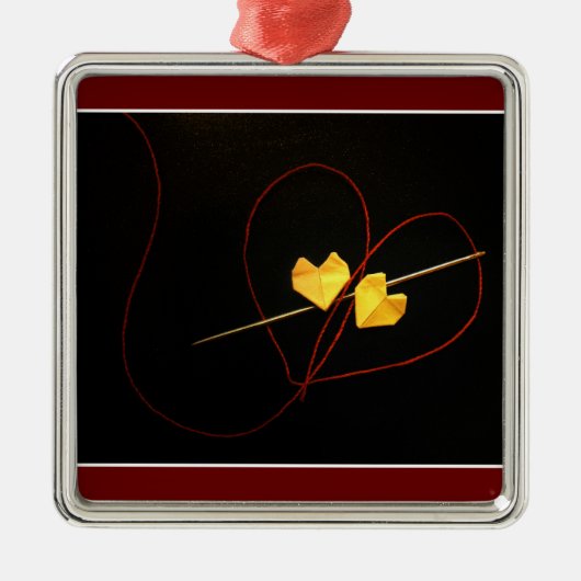 Rood koord van Vate Metalen Ornament (Voorkant)