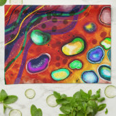 Rood, koper, geel, blauw, groene cirkels moderne k theedoek (Gevouwen)