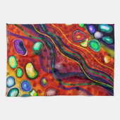 Rood, koper, geel, blauw, groene cirkels moderne k theedoek (Horizontaal)