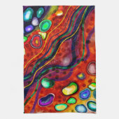 Rood, koper, geel, blauw, groene cirkels moderne k theedoek (Verticaal)