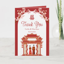 Rood koppel tempel kersenbloesem Chinese bruiloft