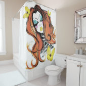 Rood koppen en Butterflies Showgordijn Douchegordijn (In situ)