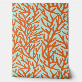 Rood koraal in blauw Caribisch Zee Behang
