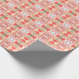 Rood koraal patroon cadeaupapier