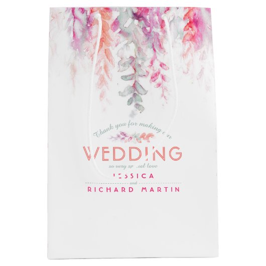 Rood koraalroze bloemen voor cadeautas (Voorkant)