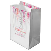 Rood koraalroze bloemen voor cadeautas (Voorkant Gekanteld)