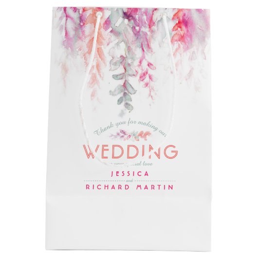 Rood koraalroze bloemen voor cadeautas (Achterkant)