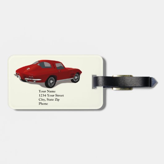 Rood korvet 1963 — Stingray Bagagelabel (Achterkant horizontaal)