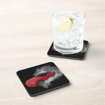 Rood korvet met grijze, verwijderbare achtergrond 