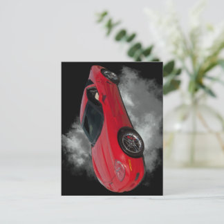 Rood korvet met grijze, verwijderbare achtergrond  briefkaart