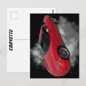 Rood korvet met grijze, verwijderbare achtergrond  briefkaart (Voorkant / Achterkant)