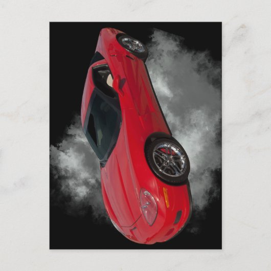 Rood korvet met grijze, verwijderbare achtergrond  briefkaart (Voorkant)