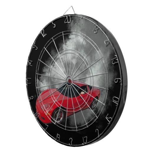 Rood korvet met grijze, verwijderbare achtergrond dartbord (Voorkant Rechts)